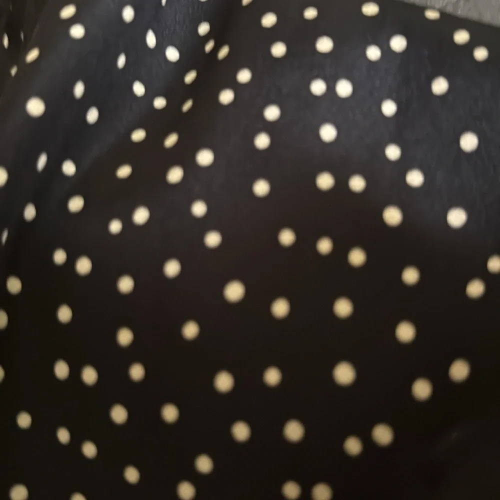 Carrot & Gibbs Pure Silk Hand Made Black & Cream Polka Dot Scarf w/Fringe